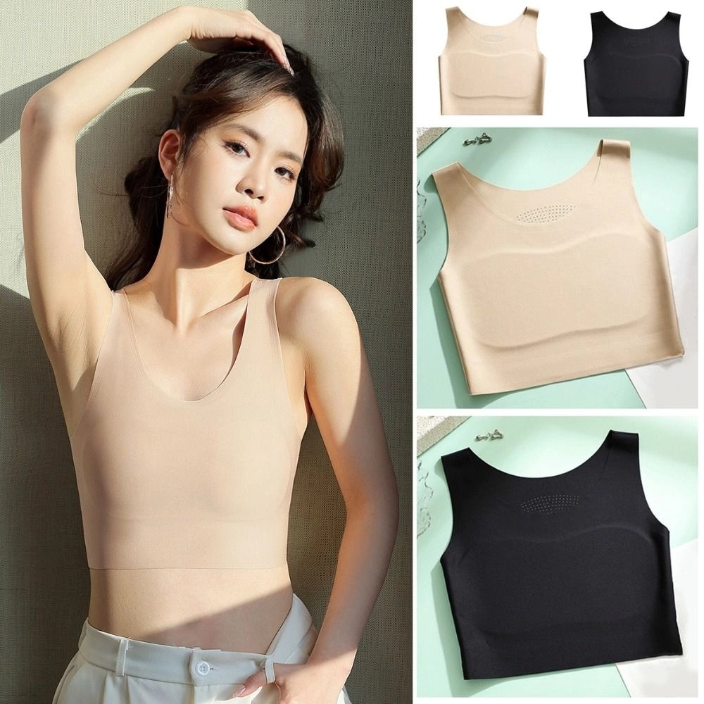 Women Ice Silk Seamless Wirele - Plunge Bra Push Up recension och pris