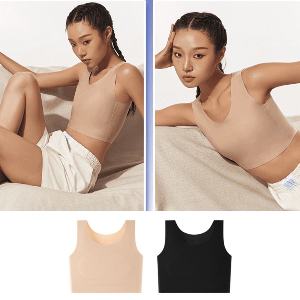 Women Ice Silk Seamless Wirele - Plunge Bra Push Up recension och pris